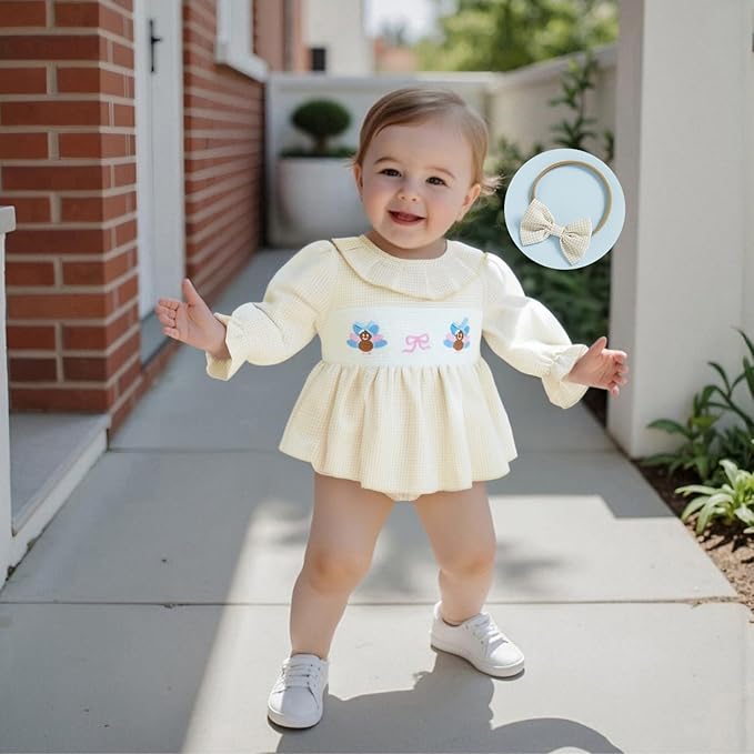 Giraropa Baby Girl Fall Winter Clothes Long Sleeve Romper Dress + Socks + Headband Newborn Infant Cute Casual Outfits