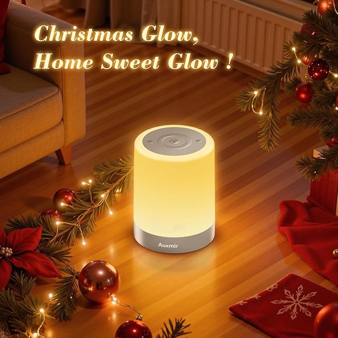 Night Light for Kids Baby, Dimmable Touch Lamp for Nursery, 11 RGB Colors 5 Brightness, Portable Rechargeable Bedside Table Lamp for Nightstand, Kids Night Light for Bedroom Living Room, Silver