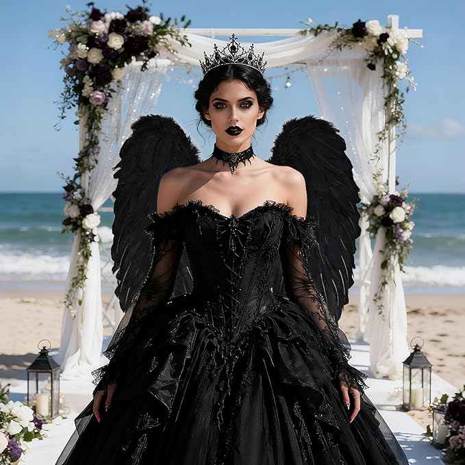 THARAHT Feather Angel Wings with Adjustable Elastic Strap Suitable for Photography Role Playin