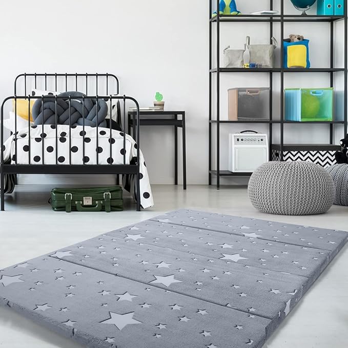 MeMoreCool Kids Floor Mattress, Play Mat Muscle Mat Large 6x4 FT, Thicken Foam Futon Mattress for Playroom, Foldable Sleeping Crawling Pad for Children’s Play Area