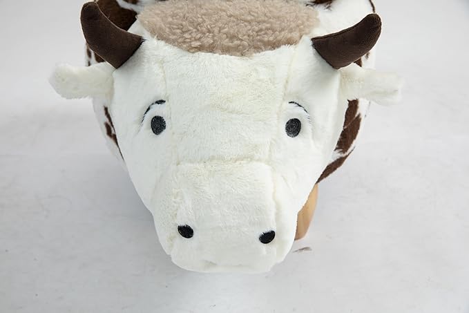 Home 2 Office Fun Happy Cow Ottoman with Storage for Kids' Bedroom, Playroom, Nursery or Recreation Room Decor, Soft Animal-Shaped Toddler Furniture with Wooden Legs