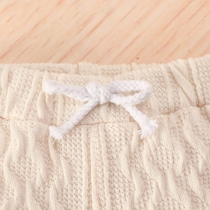 Newborn Baby Boy Girl Clothes Ribbed Knitted Cotton Long Sleeve Romper Long Pants Solid Color Fall Winter Outfits