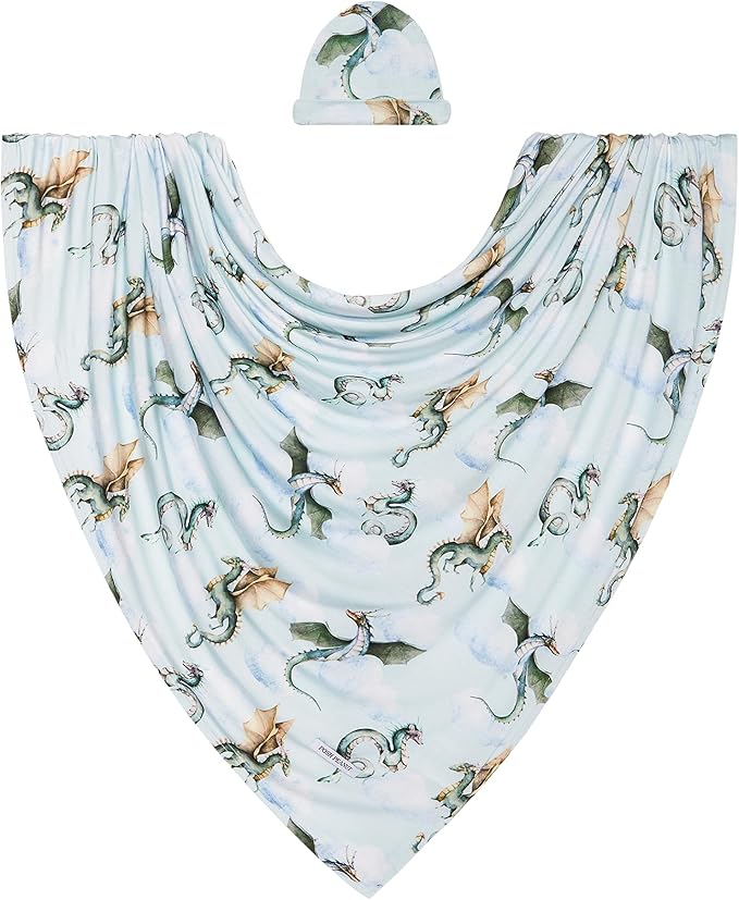 Posh Peanut Baby Swaddle Blanket & Beanie - Matching Newborn Swaddle Set, Doubles As Receiving Blanket or Nursing Cover