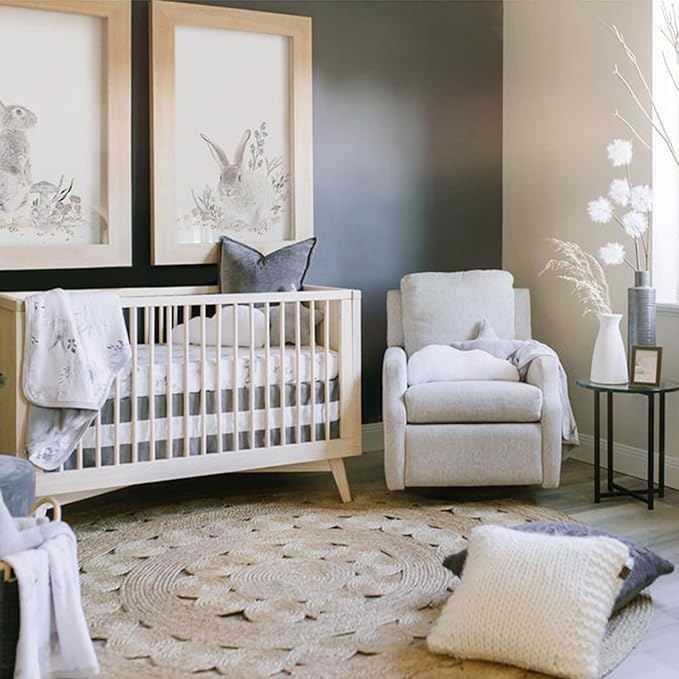 Oilo Baby Blanket, Luxury Soft Plush Chenille Backing & Turkish Cotton Jersey Print, Double Layered, 30" x 40", Rolled Jersey Edge Trim, Machine Wash, Perfect for Infant or Toddlers, Cottontail Bunny