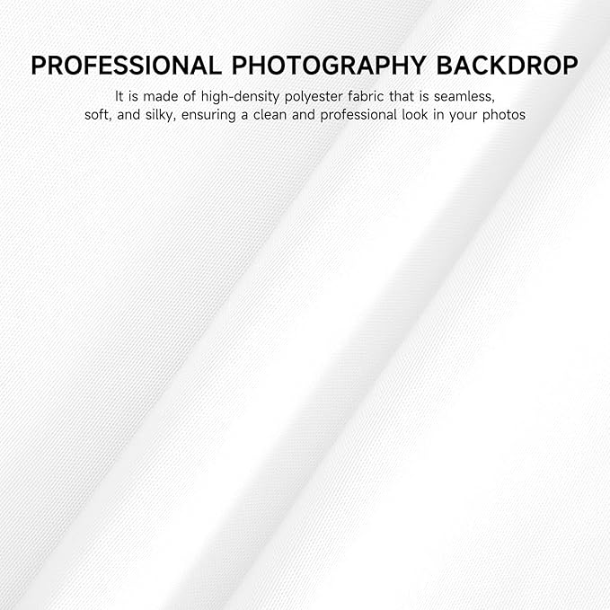 YSKE-Y1 10x7 FT White Seamless Fabric Photo Backdrop with 3.1-Inch Rod Pocket for Photography Studio, Video Shoot, Party