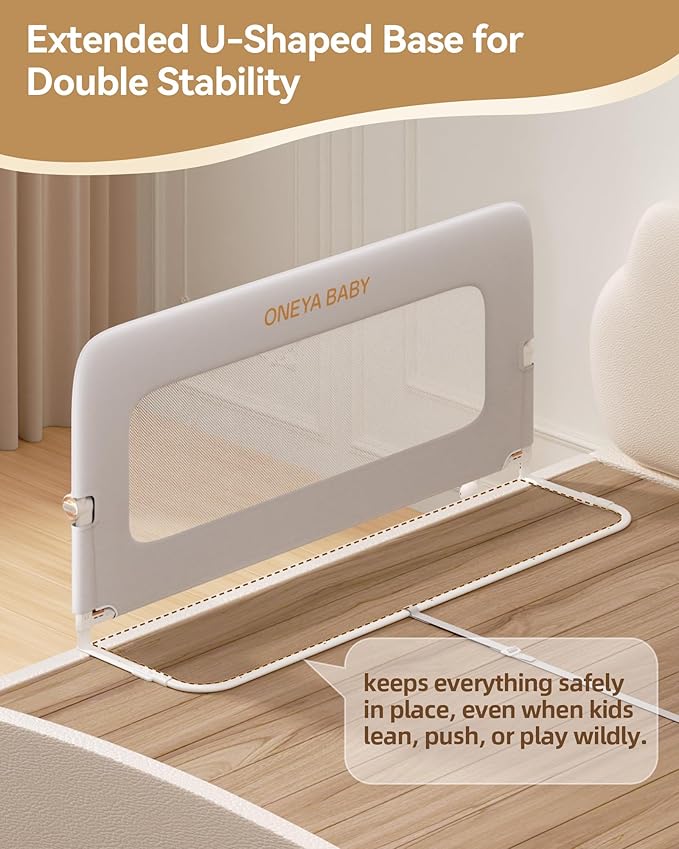 Baby Bed Rail Guard, 32in Thickened Toddler Bed Rail for Toddlers, Extral Tall Swing Down Child Safety Side Railing Guards with Reinforced Anchor for Twin, Full, Queen, King Bunk Size Bed, Grey, 27”H