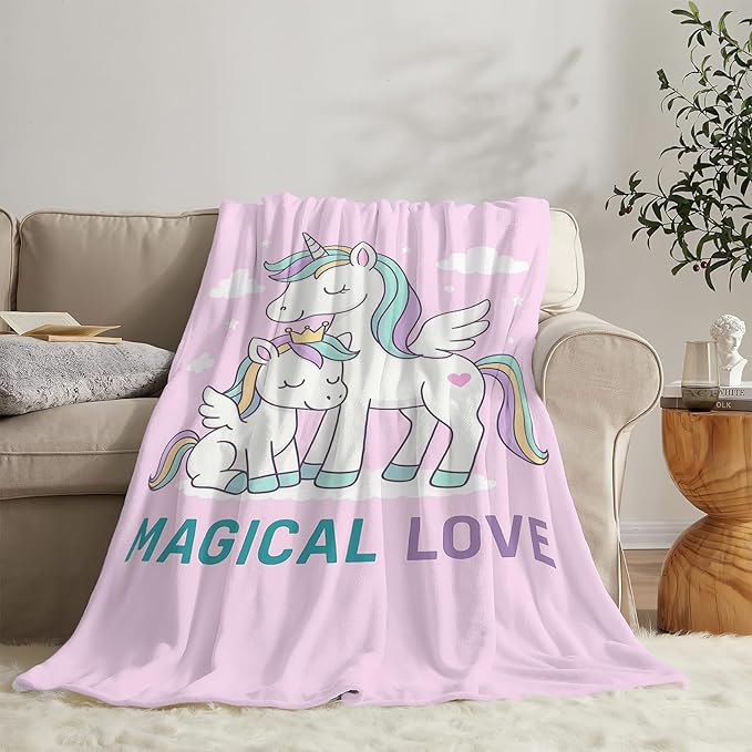 Unicorn Blanket Cute Unicorn Throw Blanket Magical Love Soft Cozy Fleece Fuzzy Stuffed Plush Flannel Animal Gifts for Girls Women Boys Kids Adults 50"X60"
