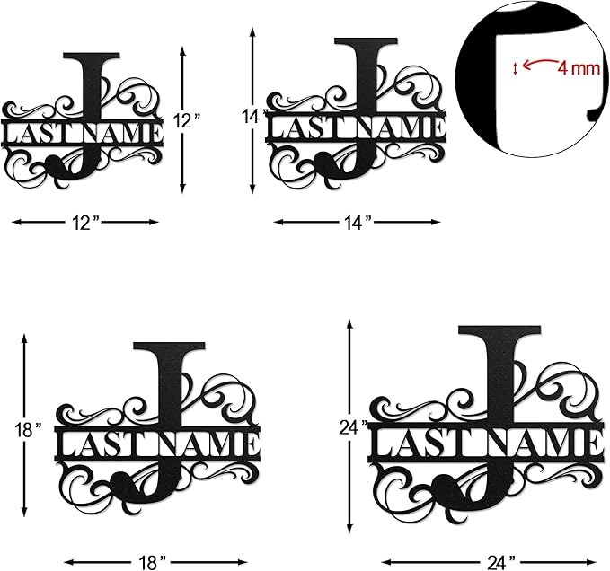 LULLBABYMALL Custom Metal Signs - Last Name Sign, Split Letter Monogram, Letter J, Family Name Wall Art, Outdoor Metal Signs, Personalized Wedding Gift