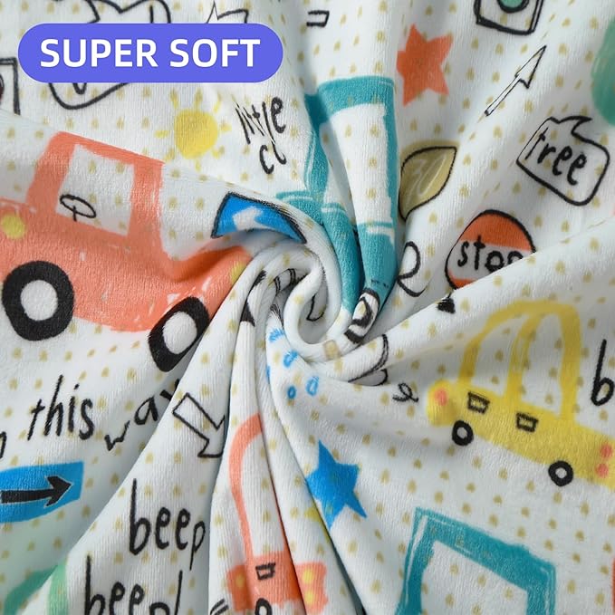 iEvolve Baby Nursery Bed Blankets Ultra Soft Double Layer Mini Blanket Minky Blanket Receiving Blankets Shower Gifts(Car,30 * 47in)