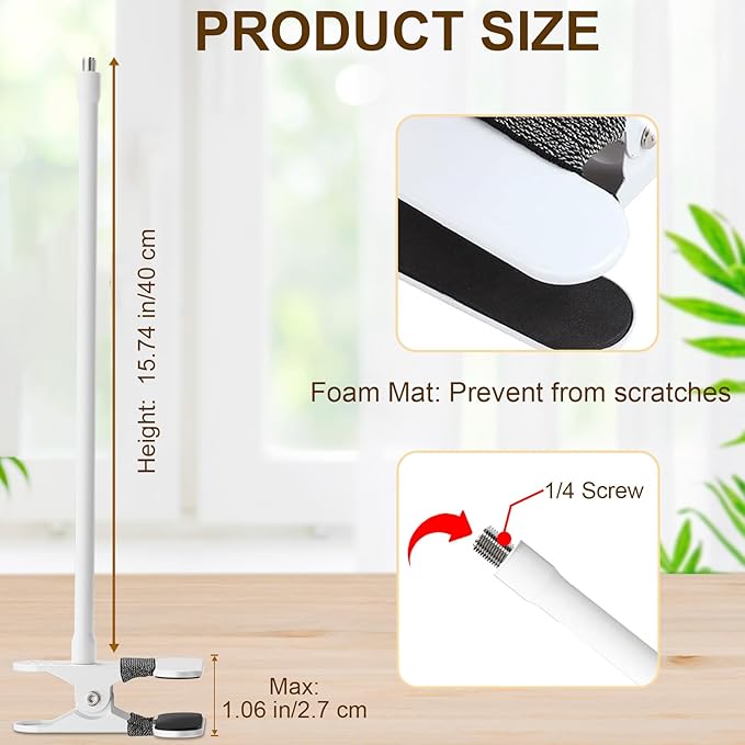 15.7in Flexible Baby Monitor Mount Compatible with Nanit Pro Smart Baby Monitor & Flex Stand, Also for Cameras with 1/4 Screw Mount 360° Adjustable Long Gooseneck Arm for Crib, Dresser, Shelf