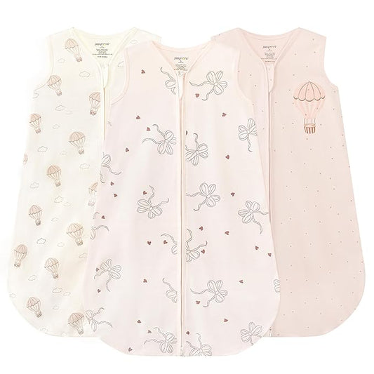 JELLYMONI Baby Sleep Sack 6-12 Months, 100% Cotton 3 Pack 0.5 TOG Baby Wearable Blanket Infant Sleep Sack with 2-Way Zipper Newborn Sleep Sacks