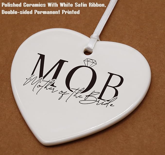 Heart Shaped Christmas Ornament-Mother of The Bride Gift from Daughter-Bridal Shower Wedding Present for Mom-Thank You Keepsake Ornament with Gift Box-Sentimental Home Decor