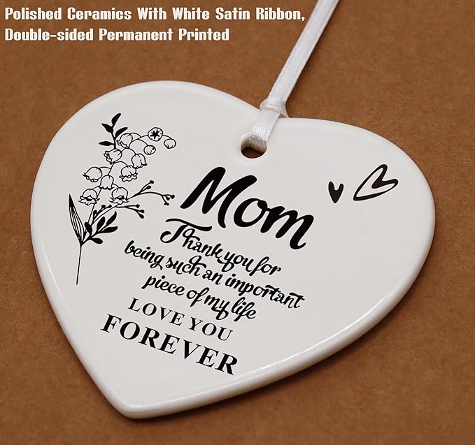 Heart Shaped Christmas Ornament-Mother’s Day Birthday Wedding Thanksgiving New Year Gift for Mom New Mom Mother-in-Law Bonus Mother-Appreciation Keepsake for Mama