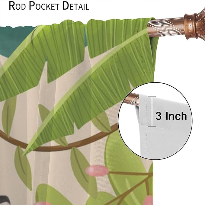 Animals Curtains Colorful Forest Cartoon Cute Zebra Tiger Elephant for Kids Boys Girls Nursery Bedroom Living Room Blackout Rod Pocket Decoration Window Drapes 2 Panels W27.5xL63in