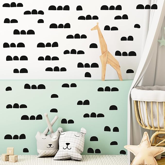 Geometric Wall Decals Vinyl Black Wall Stickers Abstract Art Sticker Modern Stickers Irregular Half Circle Arch Decal Peel and Stick Boho Black Wall Decals for Bedroom Living Room Decor