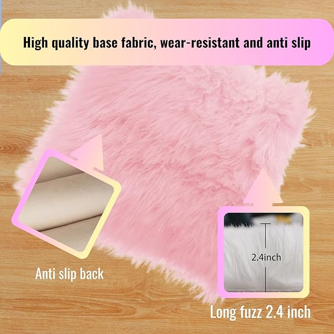 12inch Square Small Faux Fur Sheepskin Cushion Soft Plush Area Rug,Photo Background for Small Product Desktop Photography,Display and Decor,Jewelry,Nail Art,Locker Accessories (Blue)
