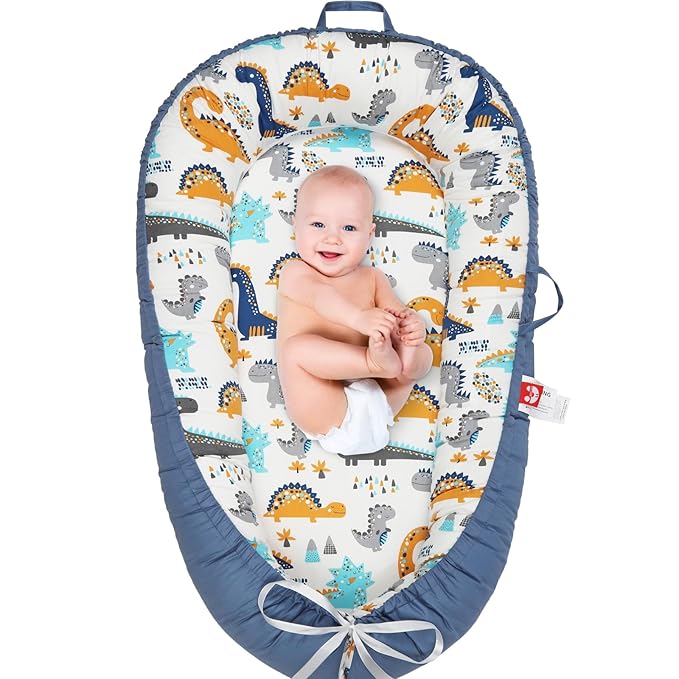 Baby Lounger for Newborn - Portable Infant Seat with Breathable Cover, Adjustable Cotton Lounger for Floor Play & Travel | Newborn Essentials Gift 0-24M