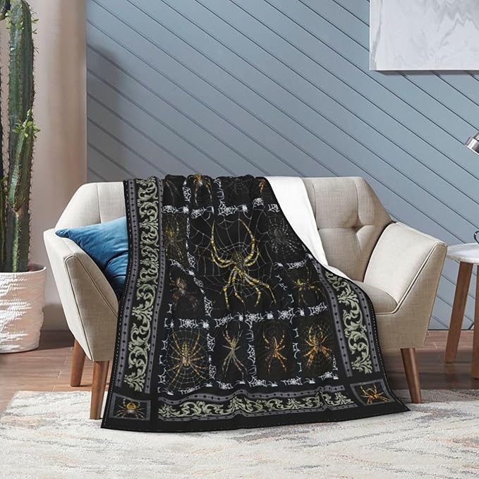 Spider Blanket Spider Throw Blanket Flannel Stuff Merch Cozy Decor Fleece Plush Fuzzy Warm Lightweight Bedding Gifts for Women Man Girl Boys Couch Soft 80"X60"