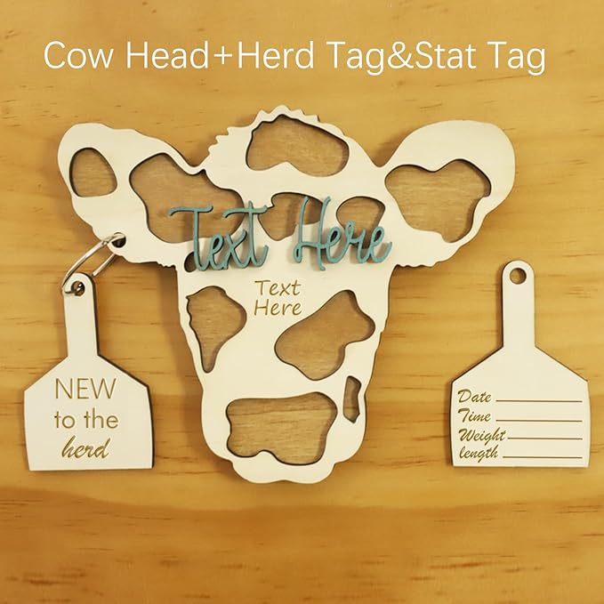 Personalized Cow Baby Name Sign – Custom Birth Announcement Tag for Newborns, Cute Farm Animal Nursery Decor, Unique Shower Gift for Boys & Girls