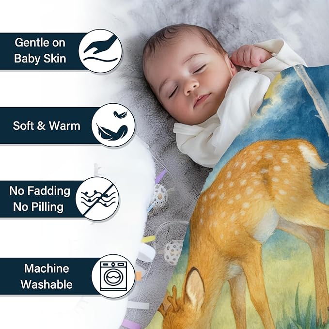 Ship Next Day Personalized Baby Blanket for Kids, Custom Baby Blanket with Name, Super Soft Flannel Blankets, Custom Deer Animal Blankets Baby Gifts for Christmas.