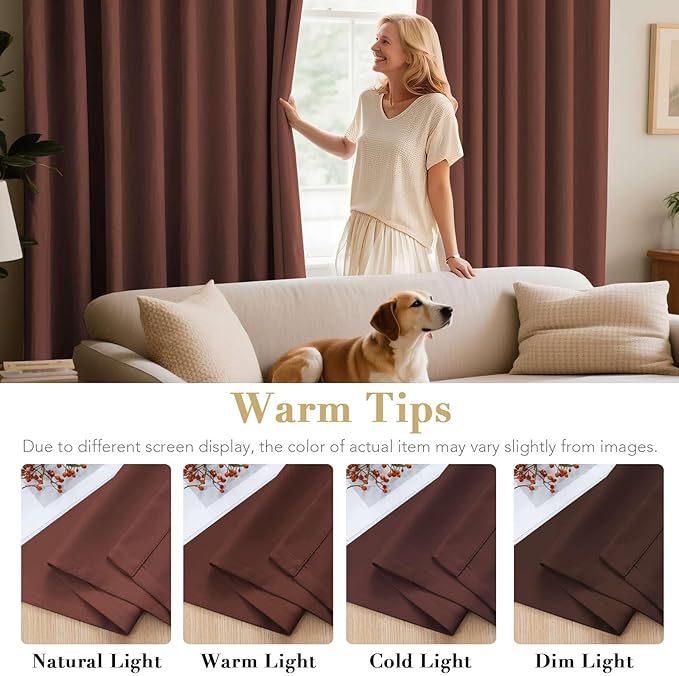 H.VERSAILTEX Blackout Window Curtain Panels Thermal Insulated Room Darkening Solid Grommet Curtains/Drapes for Bedroom Privacy Protection (Set of 2 Panels,52 by 63 Inch Long, Rust)