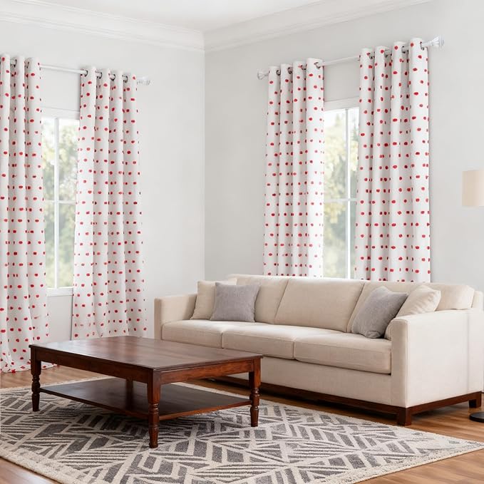 MYSKY HOME Blackout Curtains for Living Room 95 Inch Long Total Light Blocking Curtains for Sliding Door 2 Panels Grommet 100% Room Darkening Girls Bedroom Drapes with Red Pom Pom Sheer 52 x 95 in
