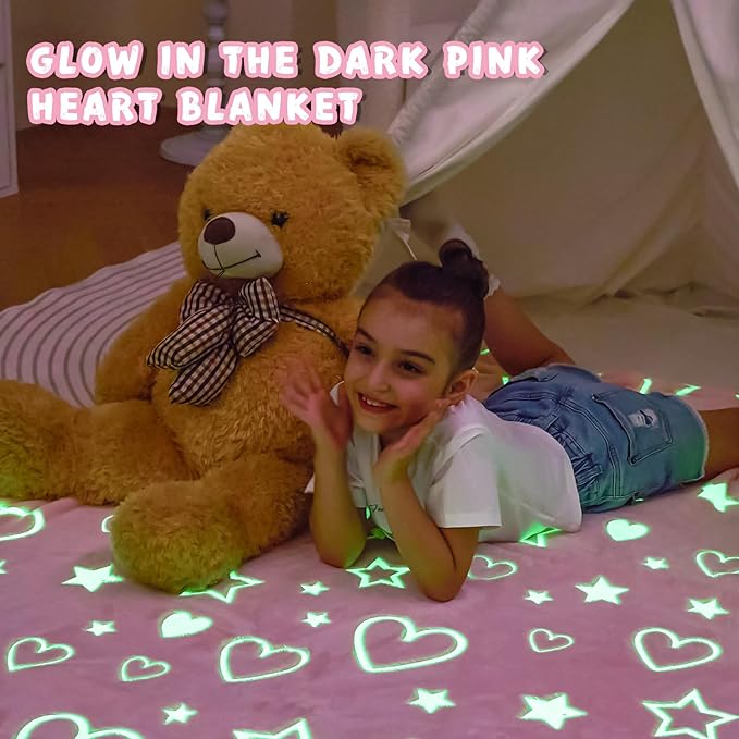 inhand Glow in The Dark Stars Blanket for Girls Boys Cute Kids Throw Blanket Funny Space Moon Galaxy Blanket Gaming Room Decor Toys Birthday Gifts Ideas Stuff for 1-10 Years Old (40"x60" Grey)