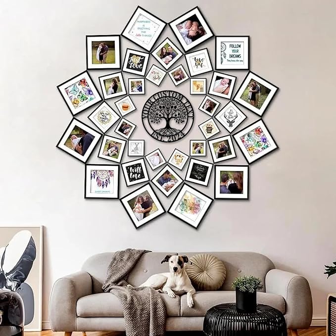 Established Family Tree Name Sign, Metal Name Signs Personalized, Tree of life Wall Art, Last Name Welcome Sign, Personalized Housewarming/Wedding Gift, Living Room/Porch/Outdoor Decor