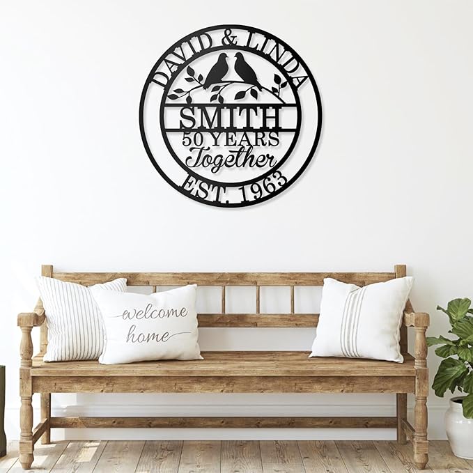 Personalized Wedding Anniversary Metal Signs | Custom Name Metal Sign | 50th 60th 40th 30th 25th or Any Year Metal Sign Wedding Gift | Metal Wall Art | Anniversary Gift for Couple Parents