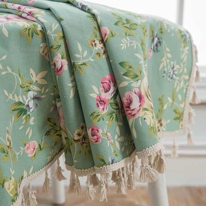 OYX Boho Curtains 96 Inch Length 2 Panels for Living Room, Bedroom Light Filtering Drapes, Farmhouse Vintage Country French Rustic Tassels Pattern Rod Pocket Aesthetic Decor Window Treatments