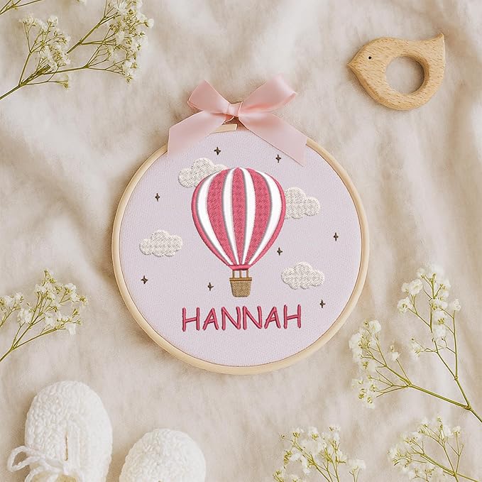 Personalized Baby Name Sign Welcome Baby Announcement Sign Newborn Baby Embroidery Hoop with Bows Baby Hospital Name Sign Custom Infant Baby Name Baby Shower Gifts (11)