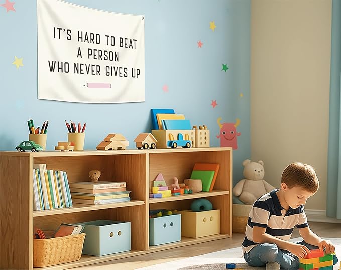 Inspirational Boho Canvas Rectangular Banner Flag Sign Poster Wall Decor Gift for Nursery Reading Room Classroom Bedroom Playroom Door Baby Kids Room-Birthday Christmas Gift-It's Hard To Beat a Person