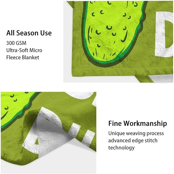 Pickle Throw Blanket for Women Men - 60x80 Inches Twin Size - Soft Fluffy Cozy Blankets Gift - Green Funny Blanket Throws for Bed, Sofa, Winter