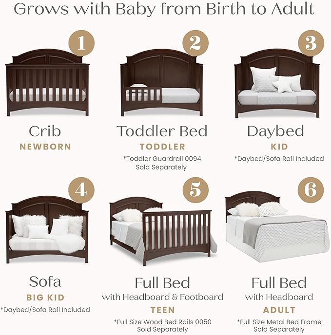 Delta Children Perry 6-in-1 Convertible Crib - Greenguard Gold Certified, Walnut Espresso