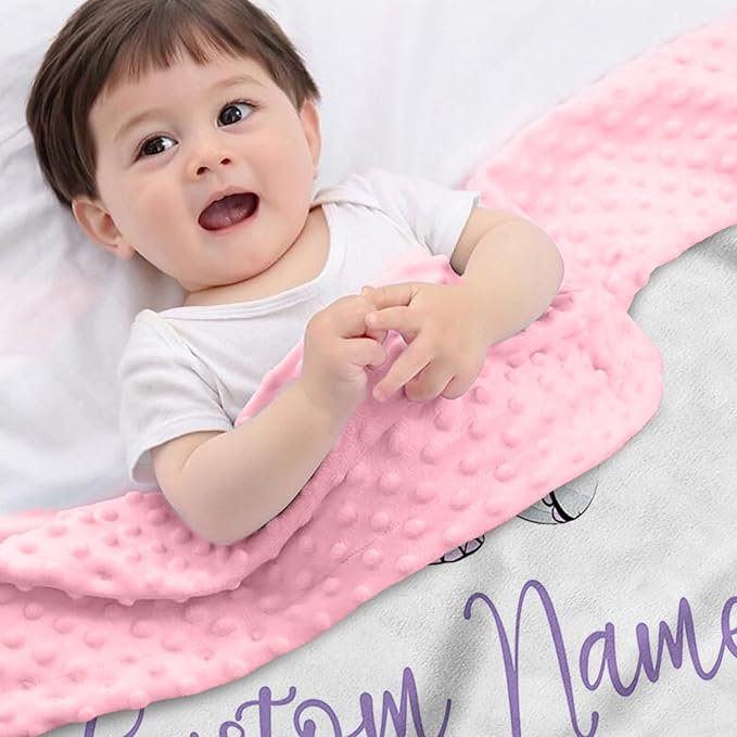 Personalized Baby Blankets for Boys Girls, Custom Name Light Purple Elephant Baby Blanket, Soft Receiving Blanket for Newborns and Toddlers, Ideal for Baby Showers and Nursery Decor