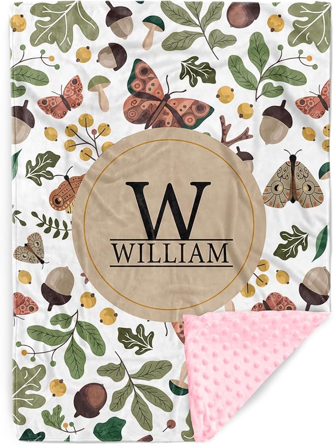 Personalized Baby Blankets for Boys Girls, Custom Name Mushroom Pattern Baby Blanket, Soft Receiving Blanket for Newborns and Toddlers, Ideal for Baby Showers and Nursery Decor