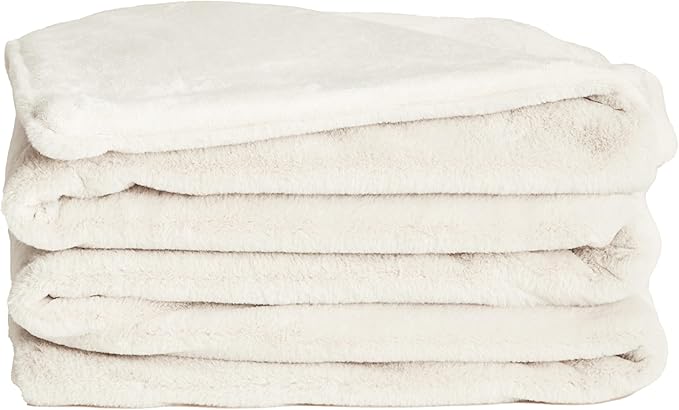 UnHide Lil’ Marsh - Faux Fur Blanket - Durable, Lightweight, Extra Soft Blanket - Machine Washable - Add a Layer of Softness to Any Bed, Couch, or Reading Chair - Snow White, Medium (60" x 80")