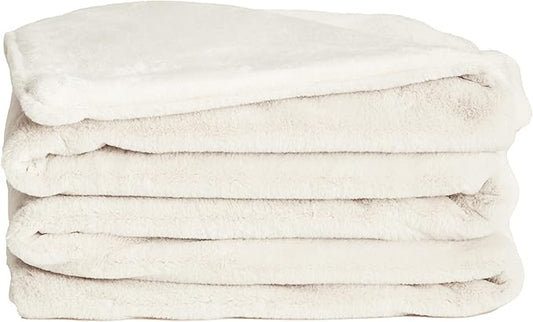 UnHide Lil’ Marsh - Faux Fur Blanket - Durable, Lightweight, Extra Soft Blanket - Machine Washable - Add a Layer of Softness to Any Bed, Couch, or Reading Chair - Snow White, Medium (60" x 80")