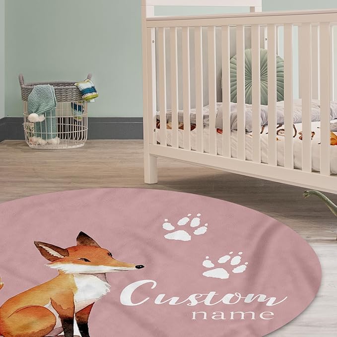 Custom Baby Crib Bedding Set,Personalized Name Fox Sika Deer Pattern Nursery Bed Set 4 Piece,Baby Blanket Fitted Sheet Nursery Rug Wall Art Set,Custom Room Decor Idea Gift for Newborns Boys Girls