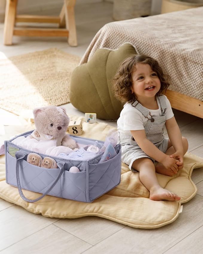 CEI-CEI Baby Diaper Caddy Organizer with Handle, Large Portable Nursery Storage Basket for Newborn Essentials, Changing Table and Car Organizer, Gift for Baby Shower