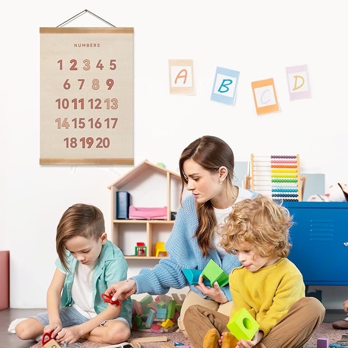 ZTGDA Numbers Poster Hanger Frame, Numbers Wall Art Poster, Numbers Banner Poster, Numbers Banner Wall Hanging Decor for Toddler Room Playroom Nursery Wall Classroom Decor (12x16inch Numbers)