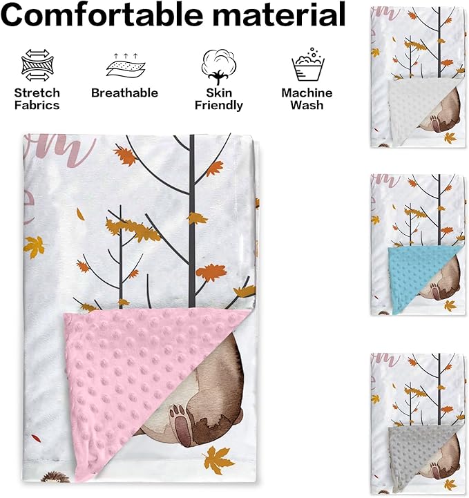 Personalized Baby Blankets for Girls, Custom Name Fox Sika Deer Design Baby Blanket, Soft Receiving Blanket for Newborns and Toddlers, Ideal for Baby Showers and Nursery Decor