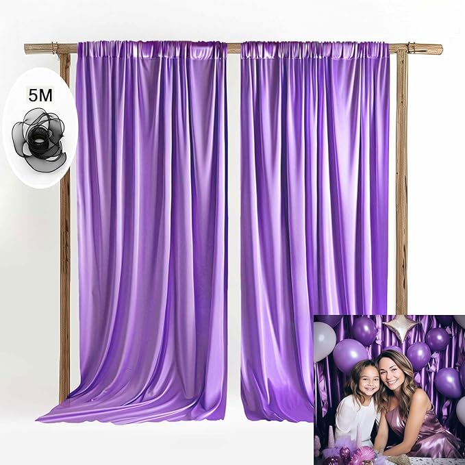 10x10ft Purple Curtains Wedding Backdrop Wrinkle Free Purple Photo Curtains Backdrop for Baby Shower Photoshoot Engagement Wedding Birthday Photography YUNBSDJ149