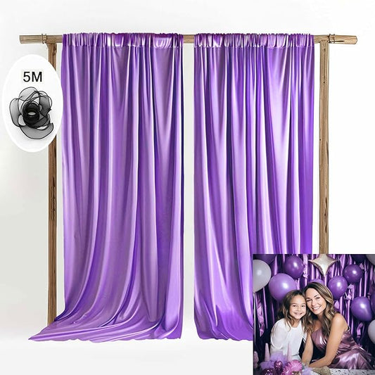 10x10ft Purple Curtains Wedding Backdrop Wrinkle Free Purple Photo Curtains Backdrop for Baby Shower Photoshoot Engagement Wedding Birthday Photography YUNBSDJ149