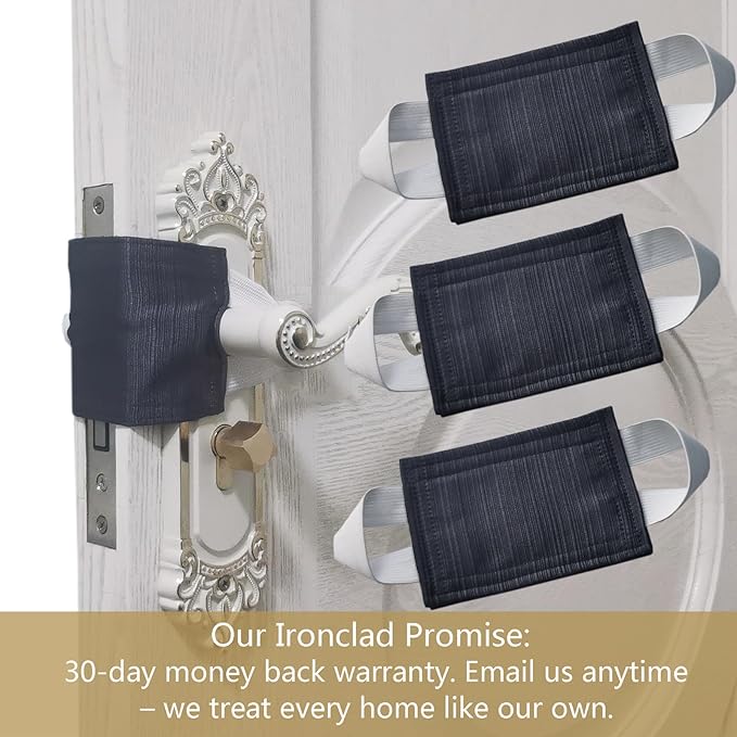 Door Silencer Padded Latch Cover, Quiet Door Closer Cushion to Reduce Slamming Noise for Baby, Nursery, Cloth Door Slam Silencer to Prevent Slamming (3 Pack, Dark Gray, 4.1 * 3.1 inches)