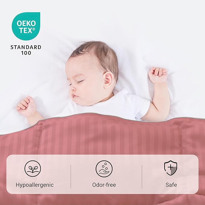 ZPECC Toddler Down Alternative Comforter, 39x47 Hypoallergenic Baby Blanket Quilt, Soft Breathable Lightweight All Season Kids Duvet Insert for Crib Stroller Cot Daycare, Dusty Rose