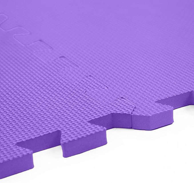 FlooringInc's 1/2" Soft Non-Toxic Baby Play Mat, Toddler Playmat, Colorful Puzzle PlayMat, Floor Mats for Kids & Babies, EVA Foam Interlocking Tiles for Nursery & Playroom | Purple, 15 Tiles, 60 Sq/Ft