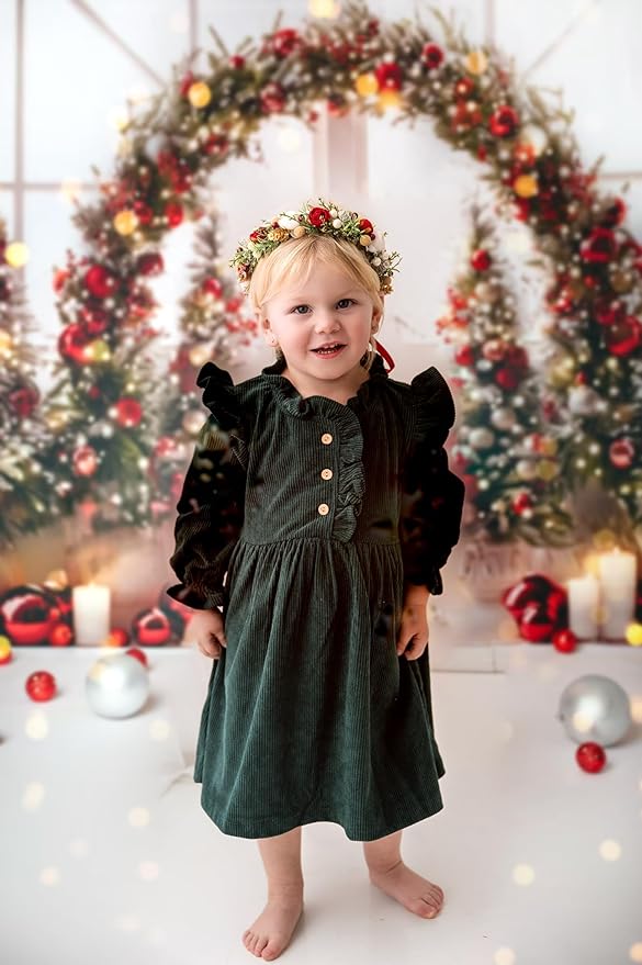 Christmas Flower Crown for Girls Winter Floral Crown Holiday Decoration Headband Xmas Wedding Headpiece Wreath Red Green Golden Gifts for GrandkidsGarland