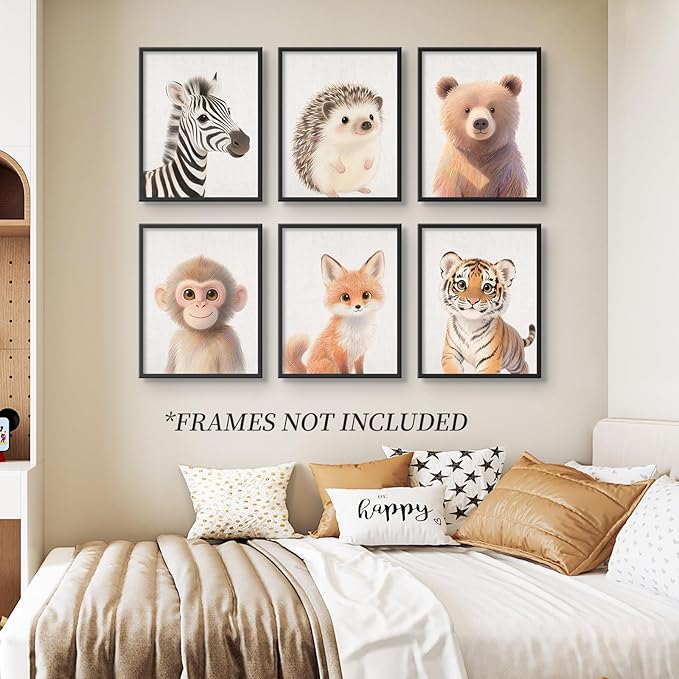 VOLIX Baby Room Wall Art, Jungle Animal Baby Animals Decor, Children Bedroom Decorate, 8x10 inch, UNFRAMED