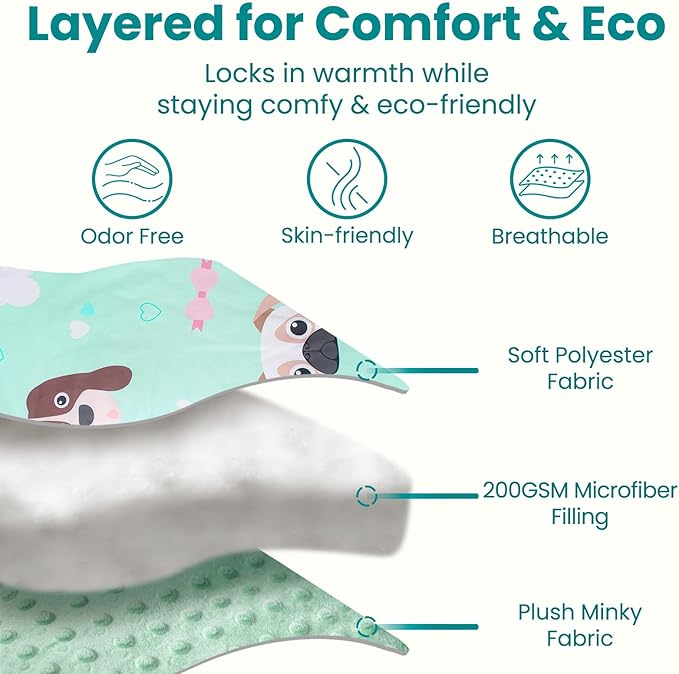 TinyPalsa Toddler Bedding Set, 4-Piece Puppy Dog Comforter Set for Girls and Boys, Breathable Crib Bedding Includes Ultra-Soft Plush Minky Comforter, Flat and Fitted Sheets, and Reversible Pillowcase
